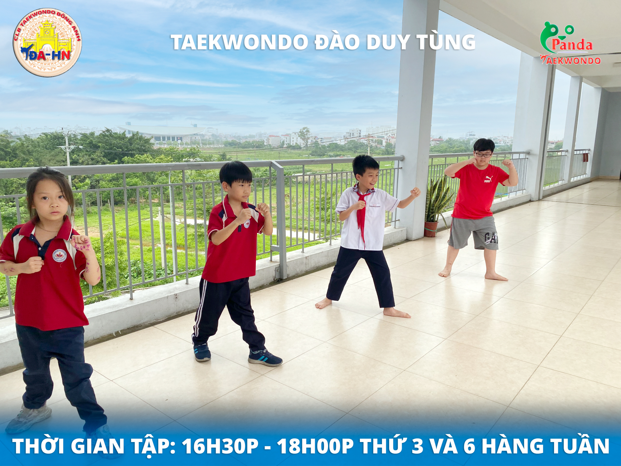 Buổi Tập võ thuật taekwondo đầu tiên của cơ sở liên kết Panda Sports.